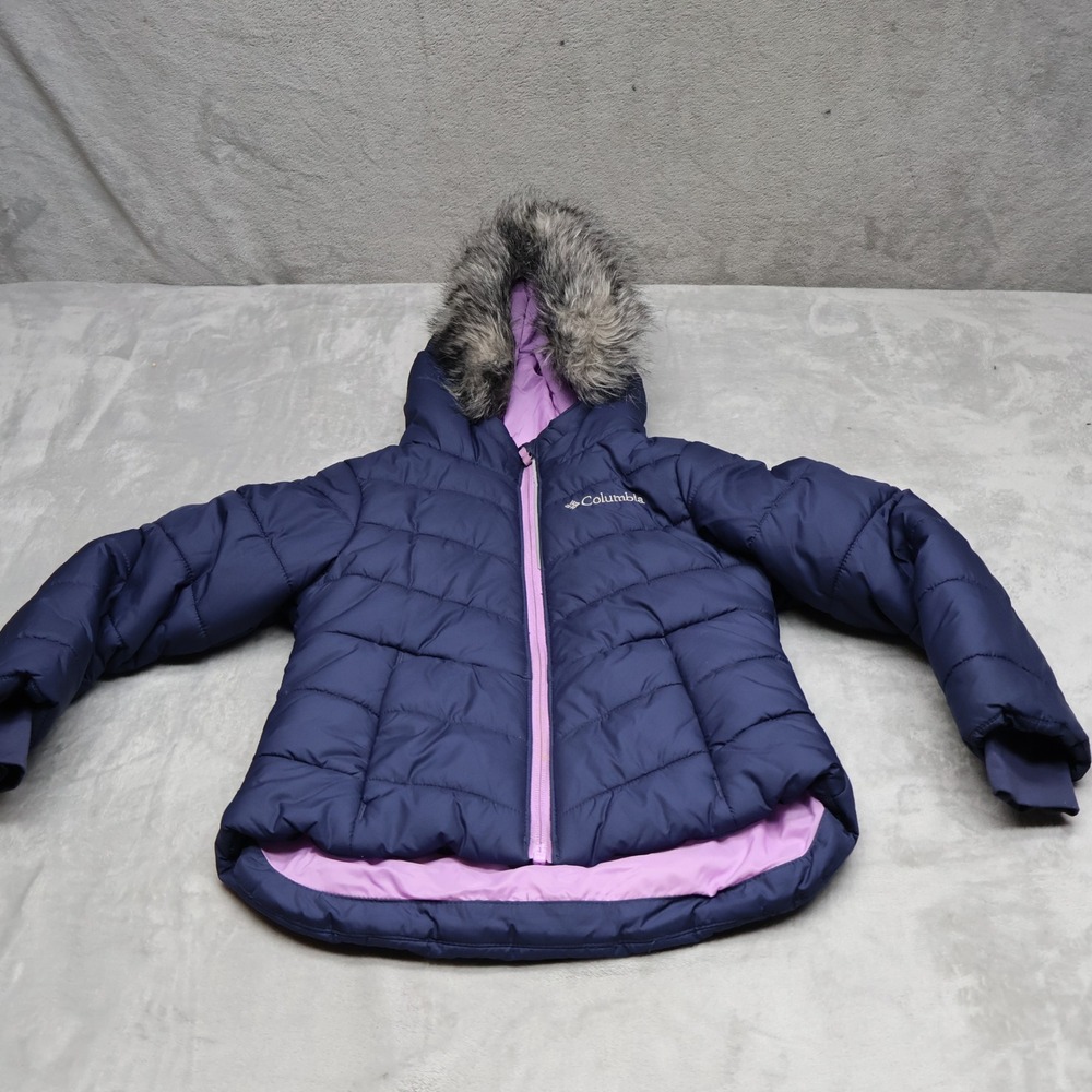 Columbia Jacket Girls XXS 4/5 Blue Katelyn Crest II Insulated Faux Fur Puffer